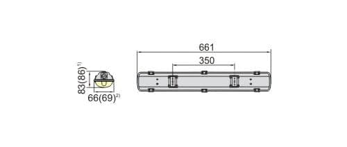 LED-loistelamppu IP65, 1x T8 LED, 60cm
