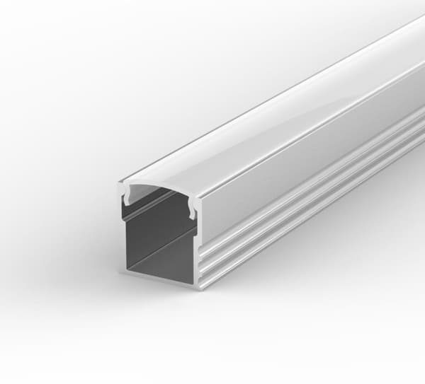 LED aluminiumsprofil 100cm til LED-strimler, SÆT LED aluminiumsprofil + mælkeagtigt dæksel LT5
