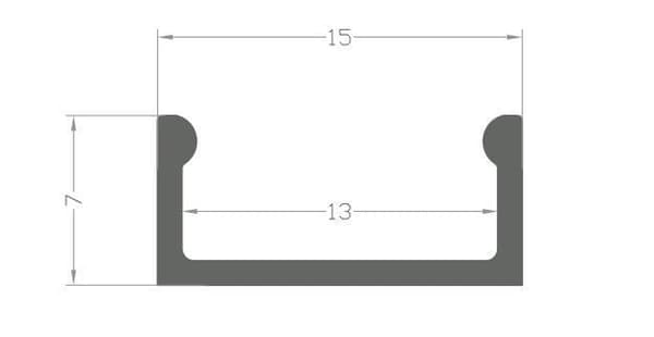 LED aluminiumsprofil 100cm til LED strips 8/10mm Sort LT4 uden