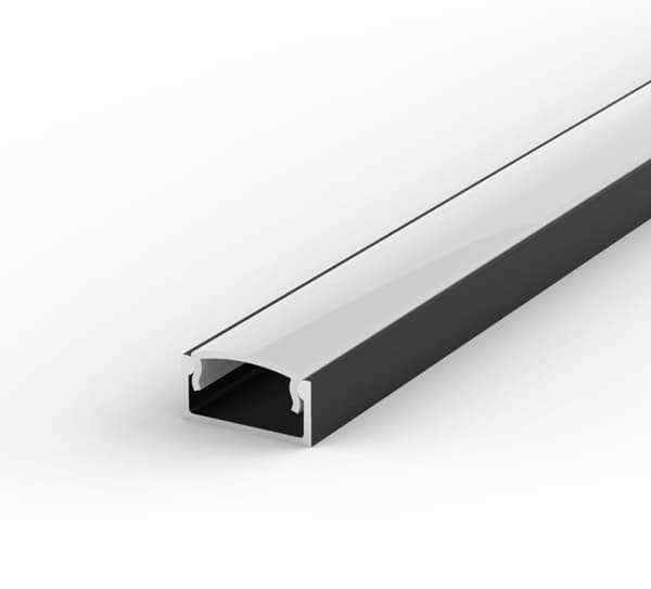 LED aluminiumsprofil 100cm til LED-strimler Sort LT4 + mælkehvidt dæksel