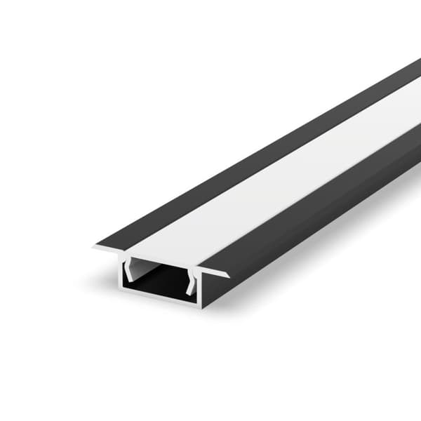 LED aluminiumsprofil 100cm til LED-strimler 8-10mm Sort LT6 uden