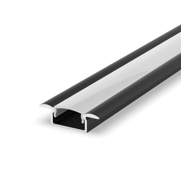 LED aluminiumsprofil 100cm til LED-strimler 8-10mm Sort LT6 uden