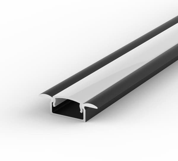 LED-alumiiniprofiili 100 cm LED-nauhoille 8-10 mm musta LT6 + himmeä kansi