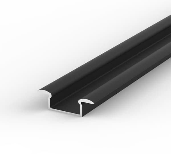LED-alumiiniprofiili 100 cm LED-nauhoille 8-10 mm musta LT6 + läpinäkyvä kansi