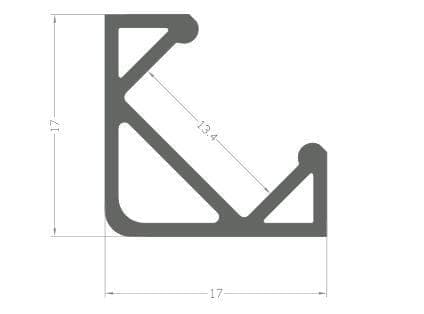Firkantet LED-aluminiumsprofil, 100 cm 45° til 8-12 mm LED-strimler, hvid LT3-profil uden