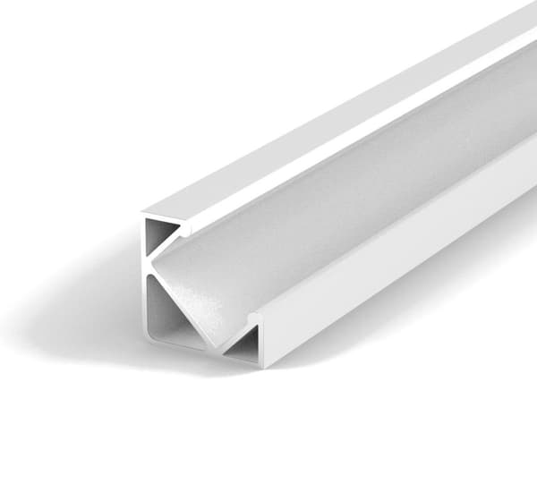 Firkantet LED-aluminiumsprofil, 100 cm 45° til 8-12 mm LED-strimler, hvid LT3-profil uden