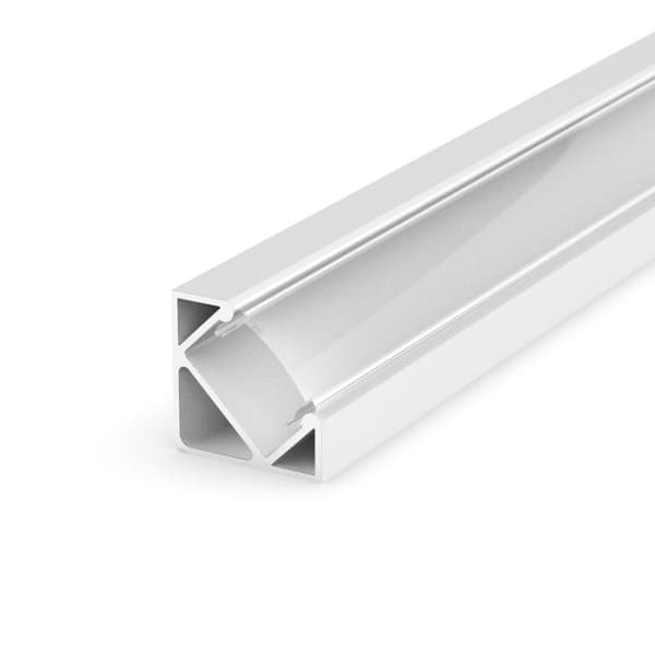 Firkantet LED-aluminiumsprofil, 100 cm 45° til 8-12 mm LED-strimler, hvid LT3-profil uden