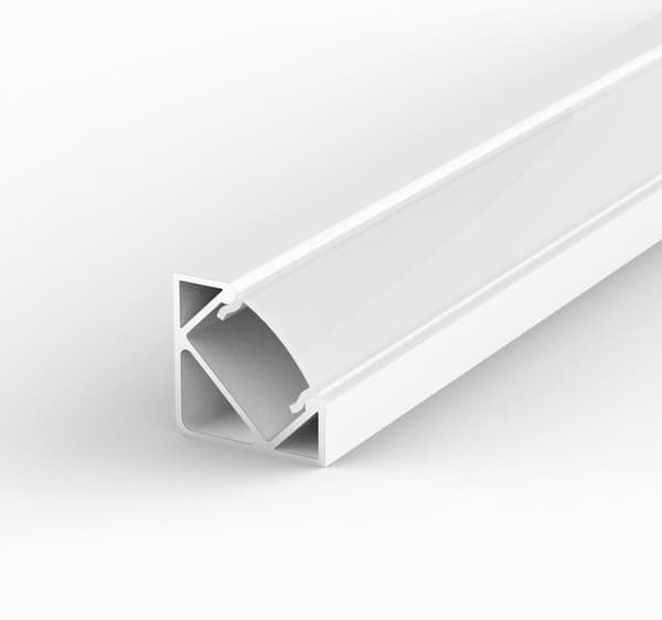 LED firkantet aluminiumsprofil 100cm 45° til LED-strimler 8-12mm, hvid LT3 + matteret afdækning