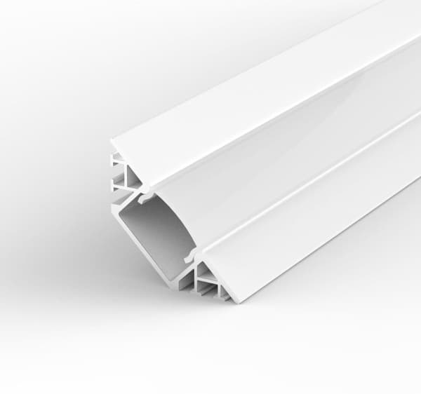 LED-profil, firkantet, aluminium, 100 cm, 45°, til 8-12 mm strips, hvid profil LT7 + matteret afdækning