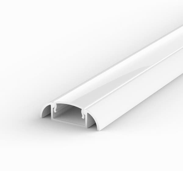 LED aluminiumsprofil, LED-profil 100 cm hvid til 8/10 mm LED-strimler, hvid LT2 + matteret afdækning