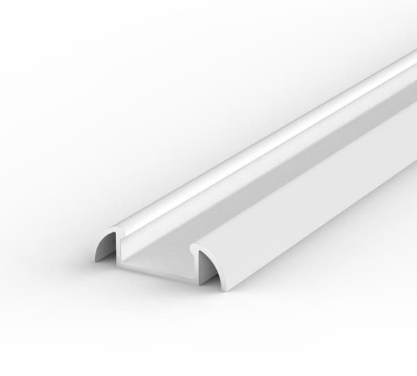 LED aluminiumsprofil, LED-profil 100 cm hvid til 8/10 mm LED-strimler, hvid LT2 + matteret afdækning
