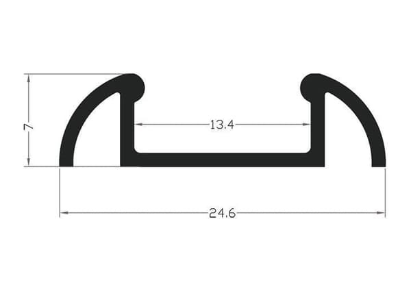 Sort LED-profil med matteret afdækning, 1 m LED-profil til 8/10 mm LED-strimler, LT2