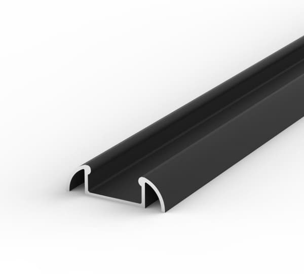Sort LED-profil med matteret afdækning, 1 m LED-profil til 8/10 mm LED-strimler, LT2