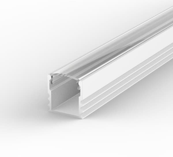 LED aluminiumsprofil 100cm til LED-strimler hvid LT5 + transparent afdækning