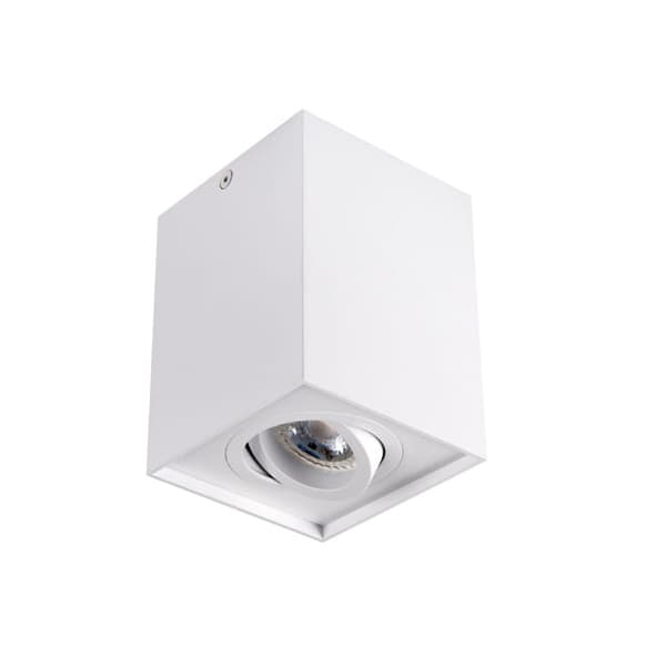 1x GU10 LED-påbygningsspot HVID, drejelig loftsspot firkantet GORD