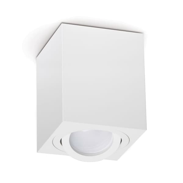 LED loftspotlight 1xGU10, drejelig, loft, påbygning, firkantet, WHITE CUBE