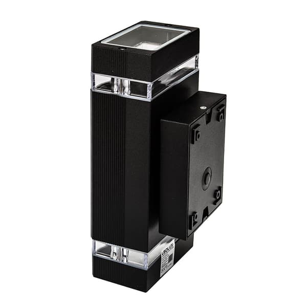 LED havelampe udendørs, 2-flammet LED væglampe IP44 sort 9110