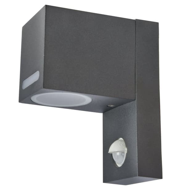 LED udendørs væglampe med bevægelsessensor, sort aluminium IP44, QR1268