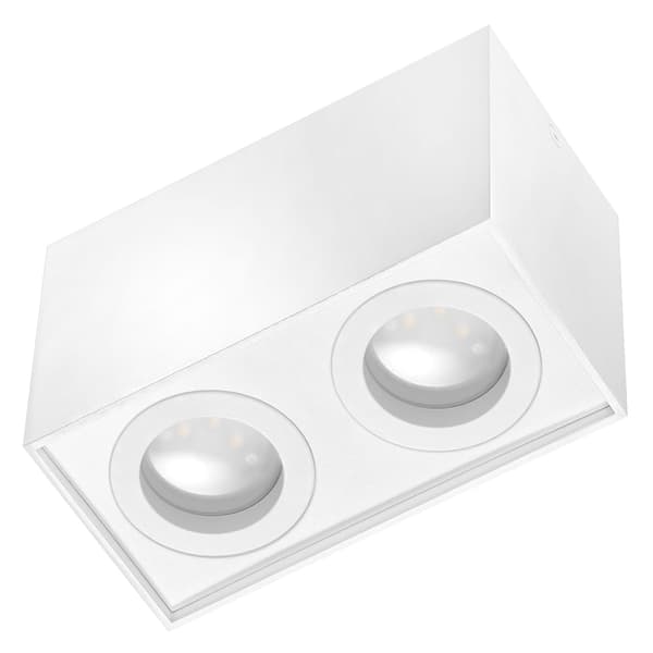 Firkantet LED-loftspotlight, påbygningsmonteret, 2xGU10, drejelig, loft, påbygningsmonteret, hvid, LX77