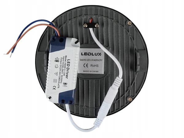 LED-PANEL 24W Rund, Neutral Hvid 230V, Påbygningsmonteret LED-panel 24W Sort