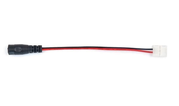 DC-stikkontakt til ensfarvede LED-strimler 10 mm med kabel