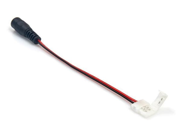 DC-stikkontakt til ensfarvede LED-strimler 10 mm med kabel