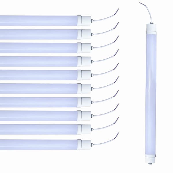 10x G13 LED badekarslampe 120 cm, IP65 LED værkstedslampe kold hvid
