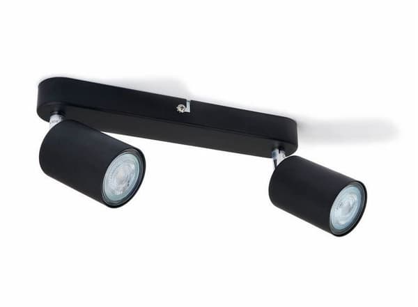 LED-lysliste, LED-loftlampe, 2 flammer til GU10-spotlights, drejelig, vipbar SIENA Sort