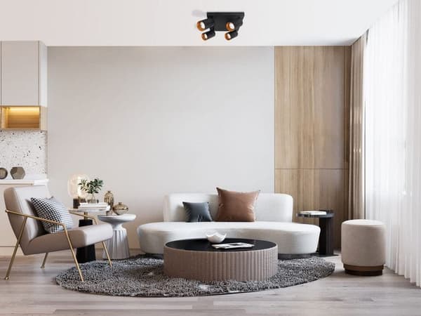 LED-lysliste, LED-loftlampe, 4 lyskilder til GU10-spotlights, drejelig, vipbar SIENA Hvid