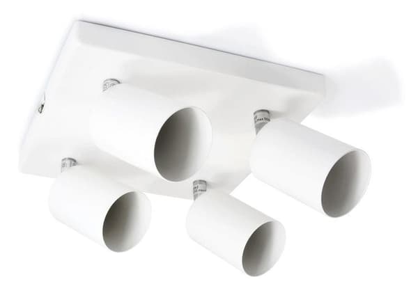 LED-lysliste, LED-loftlampe, 4 lyskilder til GU10-spotlights, drejelig, vipbar SIENA Hvid