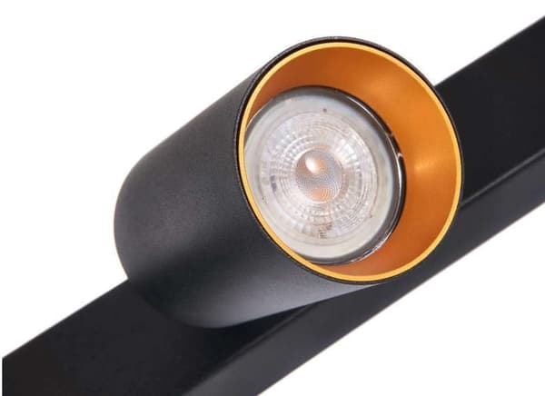 LED loftspotlight, loftslampe, vægspotlight med 4 flammer, sort til LED GU10, ERIS