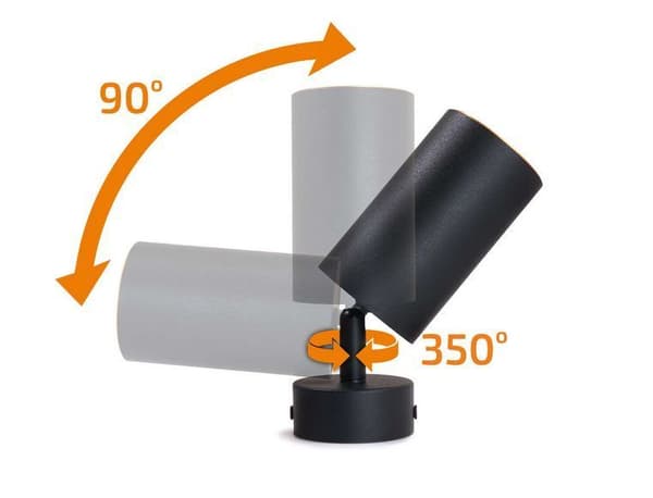 LED loftspotlight, loftslampe, vægspotlight med 4 flammer, sort til LED GU10, ERIS