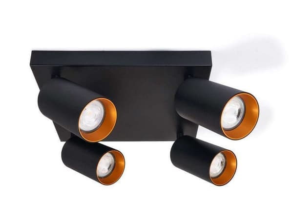 LED loftspotlight, loftslampe, vægspotlight med 4 flammer, sort til LED GU10, ERIS