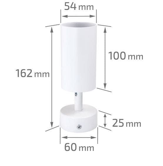 LED-takspotlight, taklampa, väggspotlight med 1 låga, vit för LED GU10, KIVI
