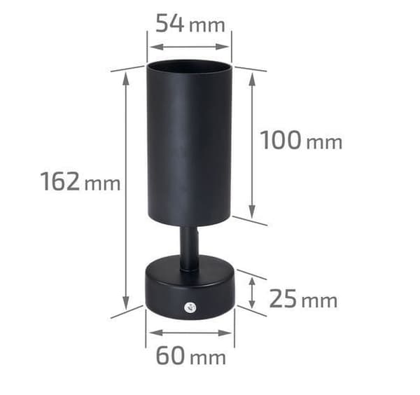 LED loftspotlight, loftslampe, vægspotlight 1-flammet, sort til LED GU10, KIVI