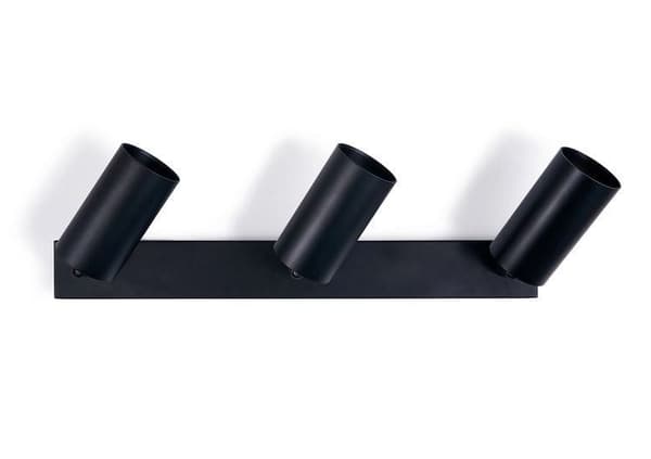 LED loftspotlight, loftslampe, vægspotlight med 3 flammer, sort til LED GU10, KIVI