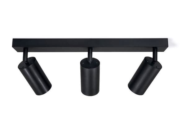 LED loftspotlight, loftslampe, vægspotlight med 3 flammer, sort til LED GU10, KIVI