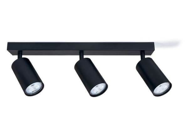 LED loftspotlight, loftslampe, vægspotlight med 3 flammer, sort til LED GU10, KIVI