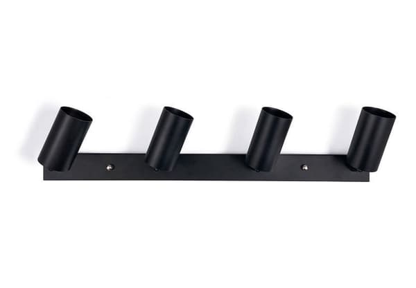 LED loftspotlight, loftslampe, vægspotlight med 4 flammer, sort til LED GU10, KIVI