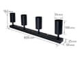 Miniatyrbillede 4 af 8: LED loftspotlight, loftslampe, vægspotlight med 4 flammer, sort til LED GU10, KIVI