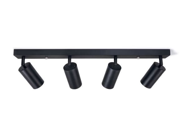 LED loftspotlight, loftslampe, vægspotlight med 4 flammer, sort til LED GU10, KIVI