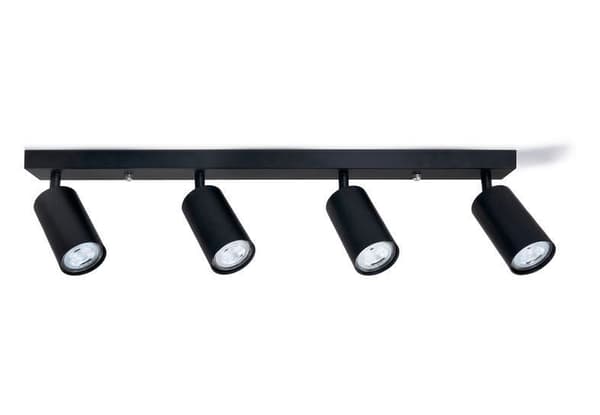 LED loftspotlight, loftslampe, vægspotlight med 4 flammer, sort til LED GU10, KIVI