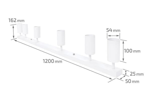 LED loftspotlight, loftslampe, vægspotlight med 6 flammer, hvid til LED GU10, KIVI