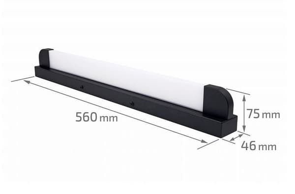 LED spejllampe 56cm, makeuplampe 14W 4000K, badeværelseslampe, væglampe IP65, sort (Welma 14W)