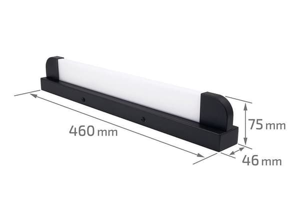 LED spejllampe 46cm, makeuplampe 9W 4000K, badeværelseslampe væglampe IP65, sort (Welma 9W)
