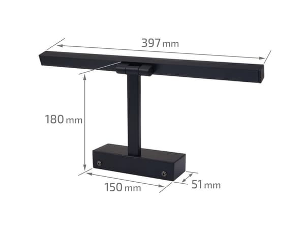 LED spejllampe 40 cm, makeuplampe 9W 4000K, badeværelseslampe væglampe IP65, sort (Adel 9W)