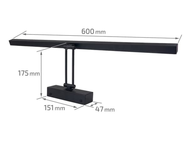 LED spejllampe 60cm, makeuplampe 14W 4000K, badeværelseslampe, væglampe IP44, sort (Amari)