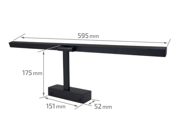 LED spejllampe 60cm, makeuplampe 14W 4000K, badeværelseslampe væglampe IP44, sort (Jenna)