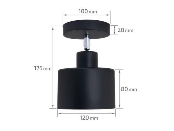 LED-loftspotlight, LED-kablet lampe, vægspotlight med 1 flamme, 1x E27 sort LED, retro (LW18)