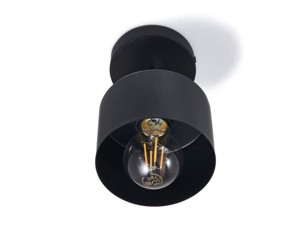 LED-loftspotlight, LED-kablet lampe, vægspotlight med 1 flamme, 1x E27 sort LED, retro (LW18)